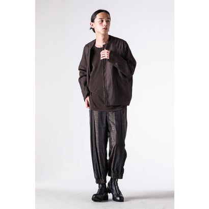 Collarless shirt Vintage wash linen （BEIGE GRAY）｜詳細画像