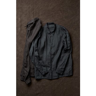 Regular fit shirt Vintage wash linen （GREEN GRAY）｜詳細画像