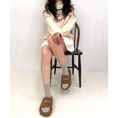 デメテル DEMETER 軽量厚底 ふわもこ プードルファーサンダル （ライトブラウン）｜詳細画像