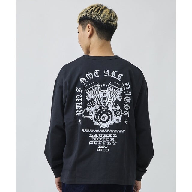ディアローレル 長袖 Tシャツ ロンT メンズ バックプリント （BLK）