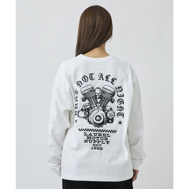 ディアローレル 長袖 Tシャツ ロンT メンズ バックプリント （WHT）