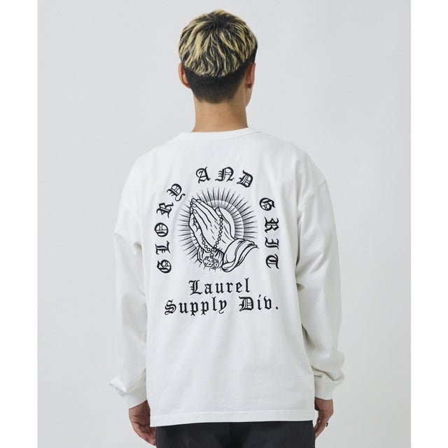 ディアローレル 長袖 Tシャツ ロンT メンズ バックプリント （WHT）