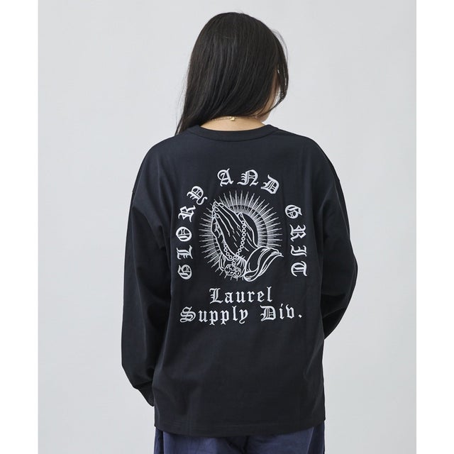 ディアローレル 長袖 Tシャツ ロンT メンズ バックプリント （BLK）