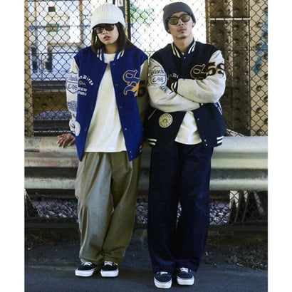 ディアローレル スタジャン メンズ オーバーサイズ SD VARSITY （NV/WT）｜詳細画像