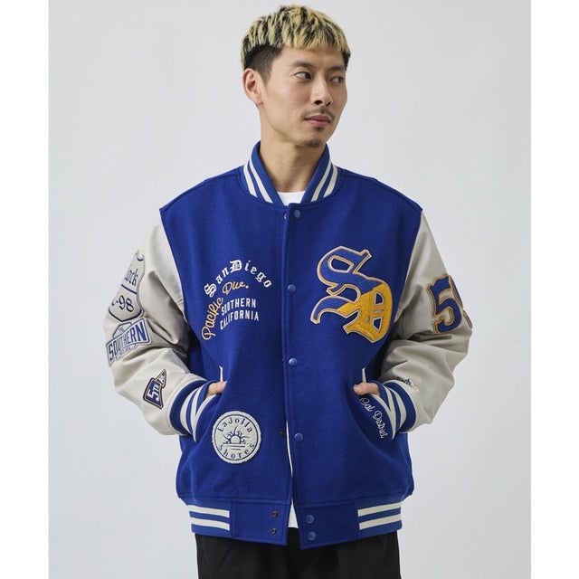 ディアローレル スタジャン メンズ オーバーサイズ SD VARSITY （BL/WT）