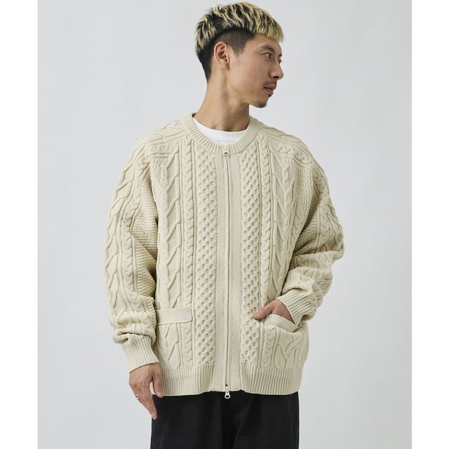 ディアローレル カーディガン メンズ ダブルジップ ARAN ZIP （OFF）