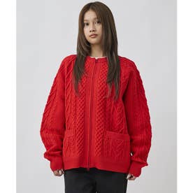 ディアローレル カーディガン メンズ ダブルジップ ARAN ZIP （RED）