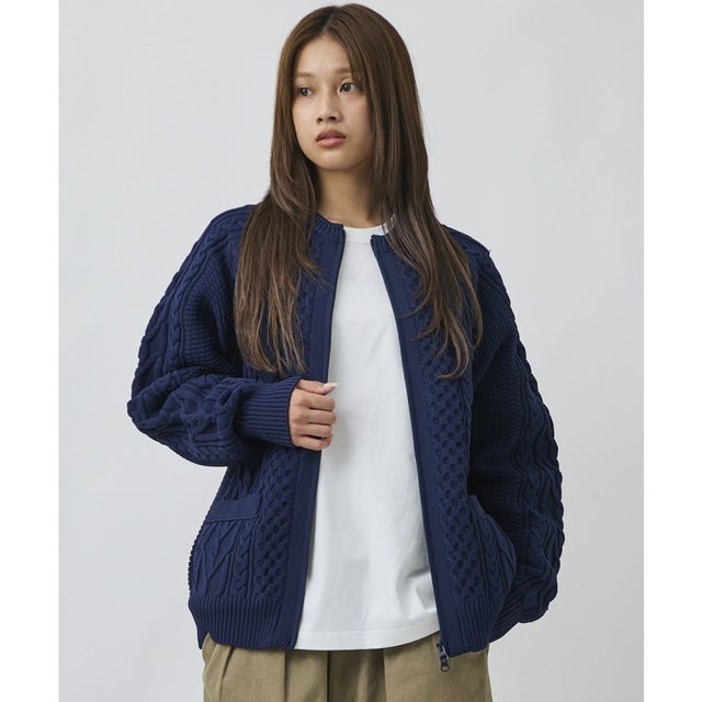 ディアローレル カーディガン メンズ ダブルジップ ARAN ZIP （NVY）