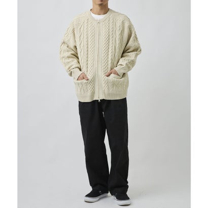 ディアローレル カーディガン メンズ ダブルジップ ARAN ZIP （BLK）｜詳細画像