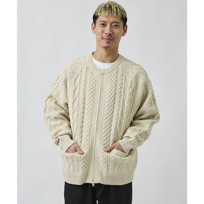 ディアローレル カーディガン メンズ ダブルジップ ARAN ZIP （BLK）｜詳細画像