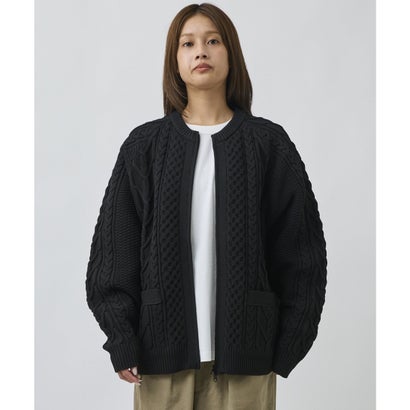 ディアローレル カーディガン メンズ ダブルジップ ARAN ZIP （BLK）｜詳細画像