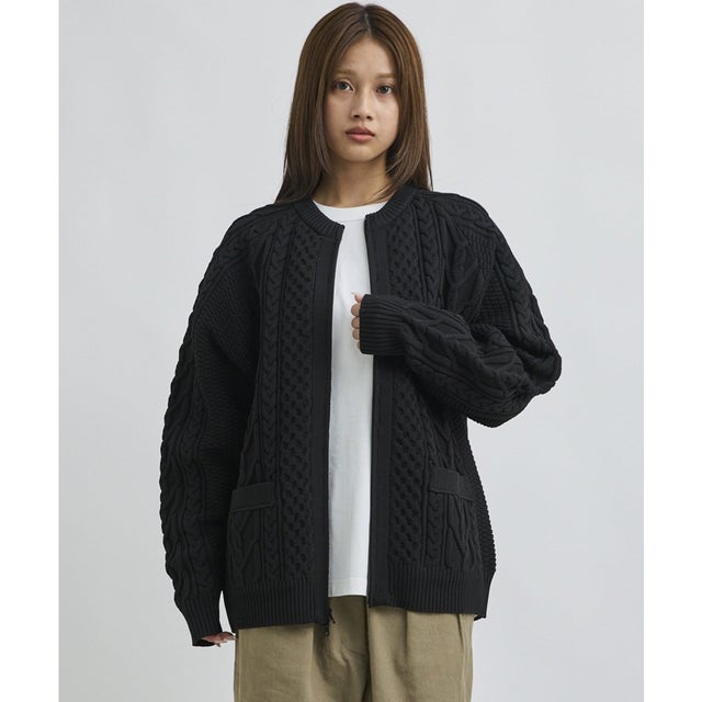 ディアローレル カーディガン メンズ ダブルジップ ARAN ZIP （BLK）