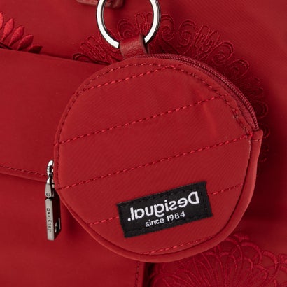 デシグアル Desigual 曼荼羅模様の刺繍入りナイロン素材のハンドバッグ （ピンク/レッド）｜詳細画像