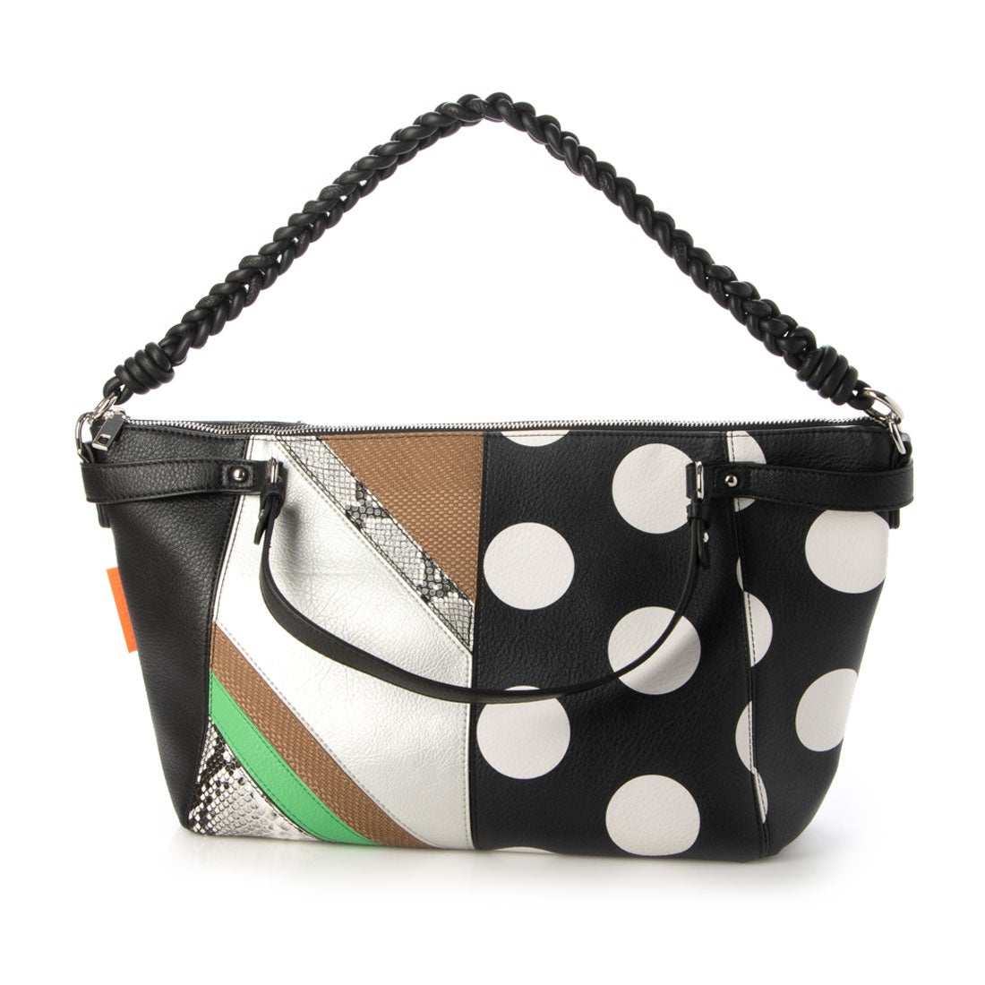 デシグアル Desigual パッチワーク マキシバッグ （グレー/ブラック