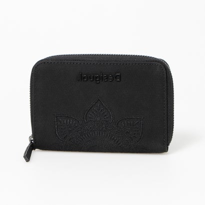 デシグアル Desigual 曼荼羅模様の刺繍入りレプタイルレザー調素材の財布 （グレー/ブラック）｜詳細画像