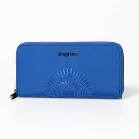 曼荼羅模様の刺繍入りナイロン素材の長財布 （ブルー）