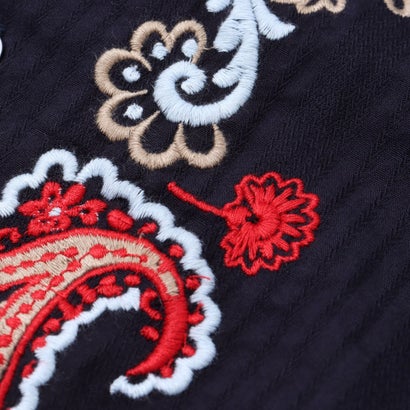 ペイズリー刺繍ロングスリーブシャツ （グレー/ブラック）｜詳細画像