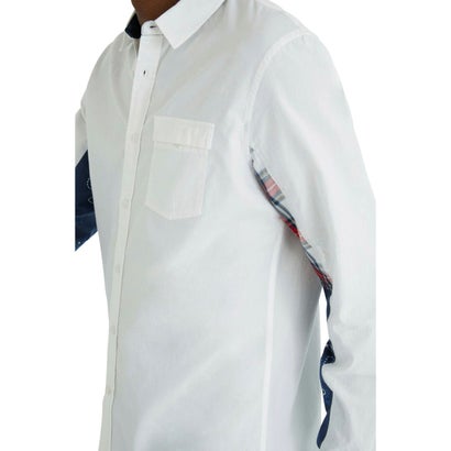 デシグアル Desigual プリントパッチワーク袖のメンズシャツ （ホワイト）｜詳細画像