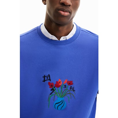 デシグアル Desigual 花柄刺繍 スウェットシャツ （ブルー）｜詳細画像