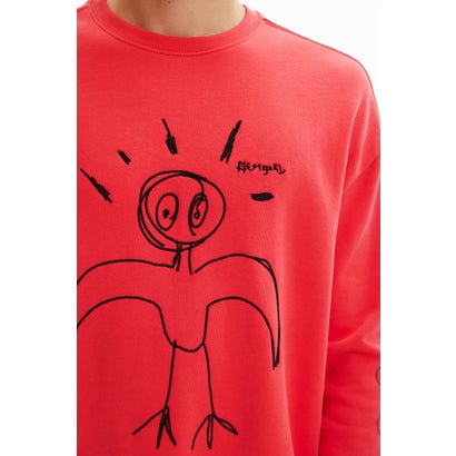 デシグアル Desigual 鳥モチーフ刺繍 スウェットシャツ （ピンク/レッド）｜詳細画像