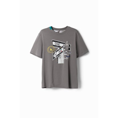 デシグアル Desigual ニューヨーク アーティTシャツ （グレー/ブラック）｜詳細画像