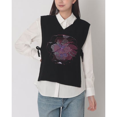 デシグアル Desigual レイヤード プリントニット シャツ （ホワイト）｜詳細画像