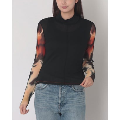 デシグアル Desigual プリントシアースリーブ長袖Tシャツ （グレー/ブラック）｜詳細画像