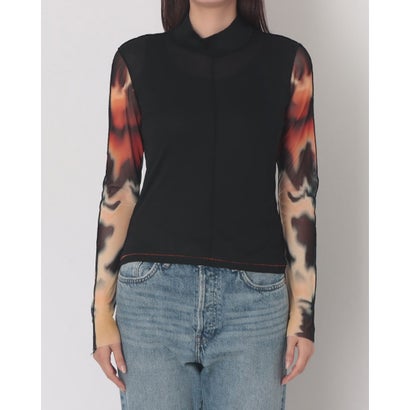 デシグアル Desigual プリントシアースリーブ長袖Tシャツ （グレー/ブラック）｜詳細画像