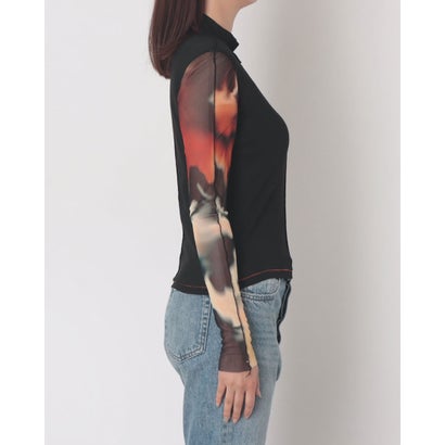 デシグアル Desigual プリントシアースリーブ長袖Tシャツ （グレー/ブラック）｜詳細画像