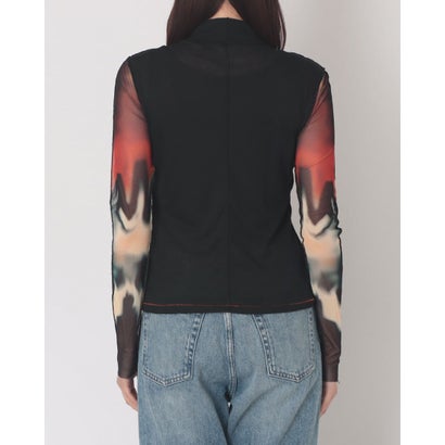 デシグアル Desigual プリントシアースリーブ長袖Tシャツ （グレー/ブラック）｜詳細画像