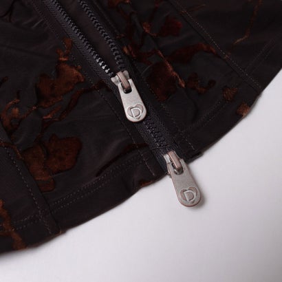 デシグアル Desigual ジップアップ フラワージャカード シアーシャツ （ブラウン）｜詳細画像