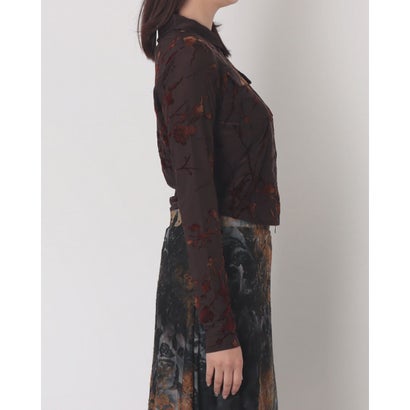 デシグアル Desigual ジップアップ フラワージャカード シアーシャツ （ブラウン）｜詳細画像