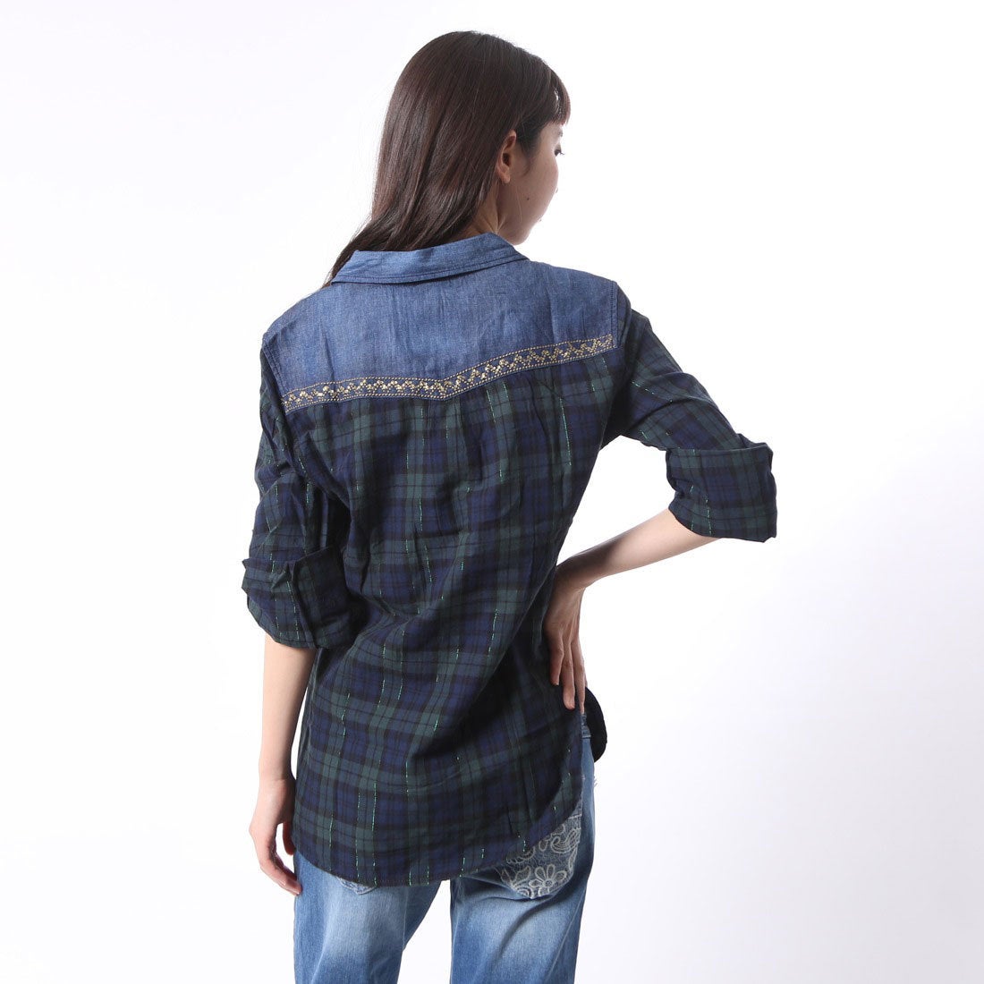 デシグアル Desigual シャツ トップス （チェック柄 グリーン ネイビー 