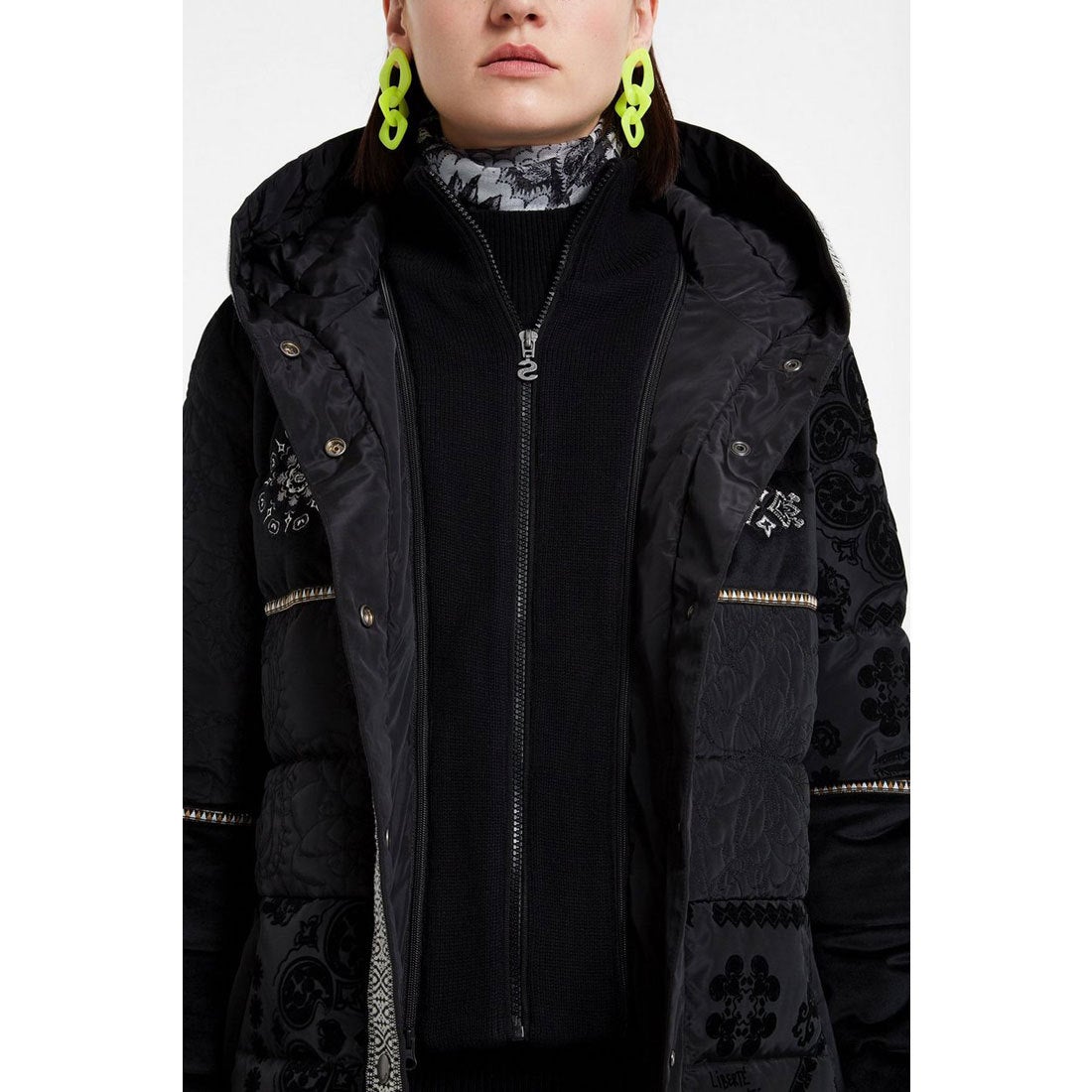 デシグアル Desigual パッド入りロングオーバーコート NOA （グレー 