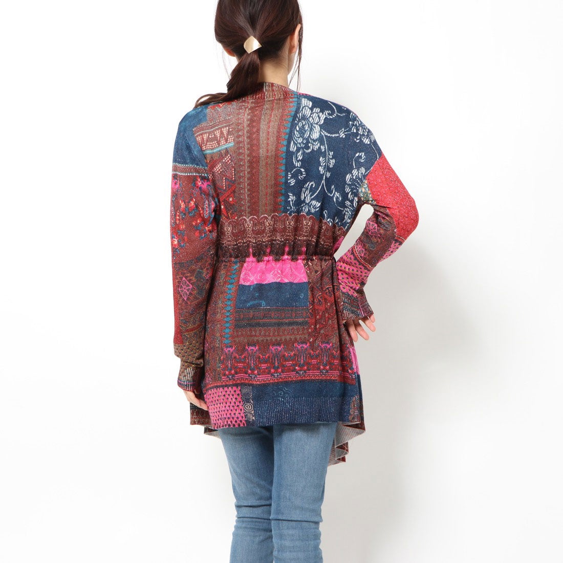 デシグアル Desigual ライトゲージカーディガン SIKKIM （ピンク/レッド） -waja bazar - 海外ファッションブランド