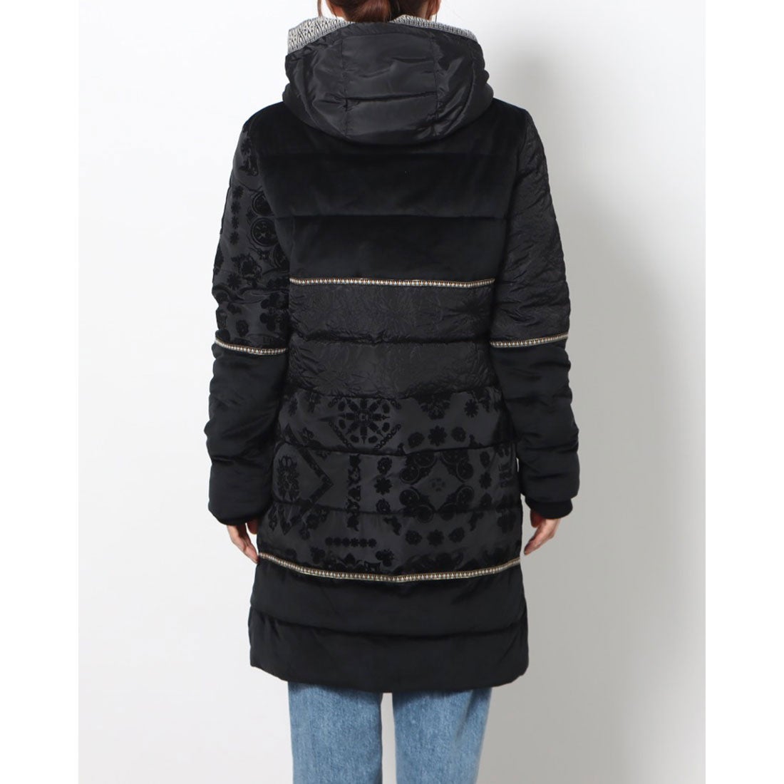 デシグアル Desigual パッド入り長オーバーコート NOA （グレー 