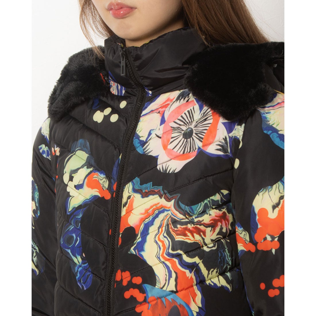 デシグアル Desigual パッド入り長オーバーコート BRUSELAS （グレー 