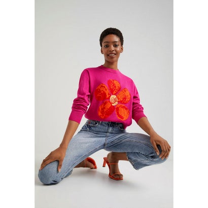 デシグアル Desigual 大輪の花 セーター （ピンク/レッド）｜詳細画像