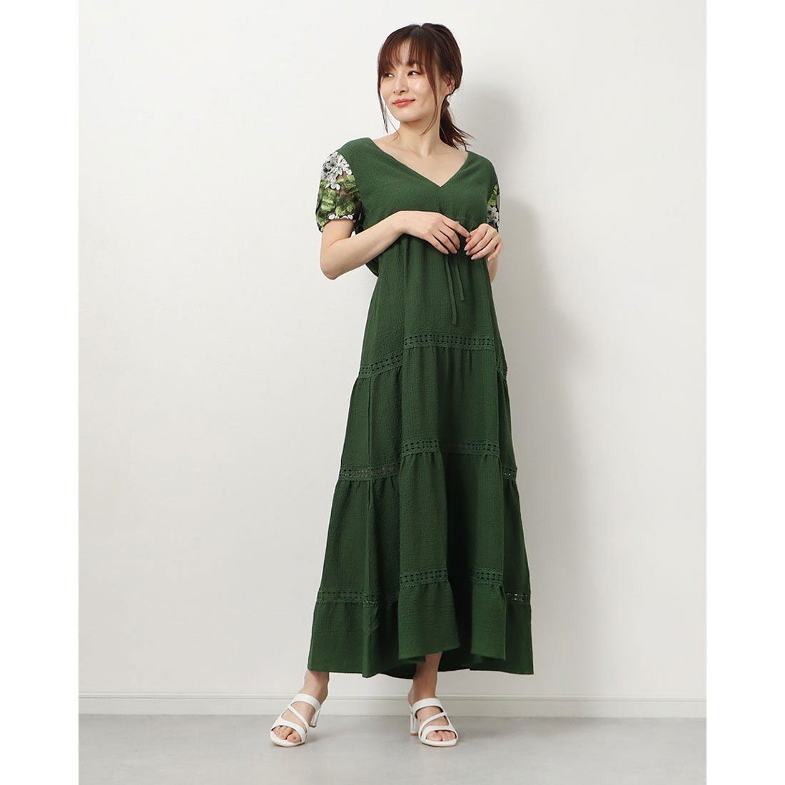 デシグアル Desigual 刺繍袖 ワンピース （グリーン） -waja bazar