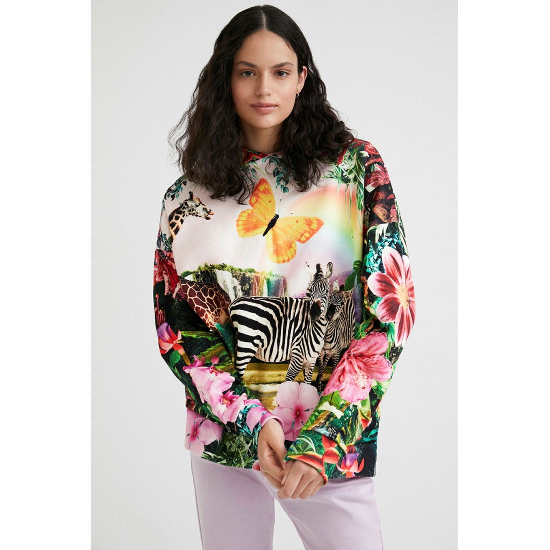 デシグアル Desigual トロピカル フーディ （ピンク/レッド 