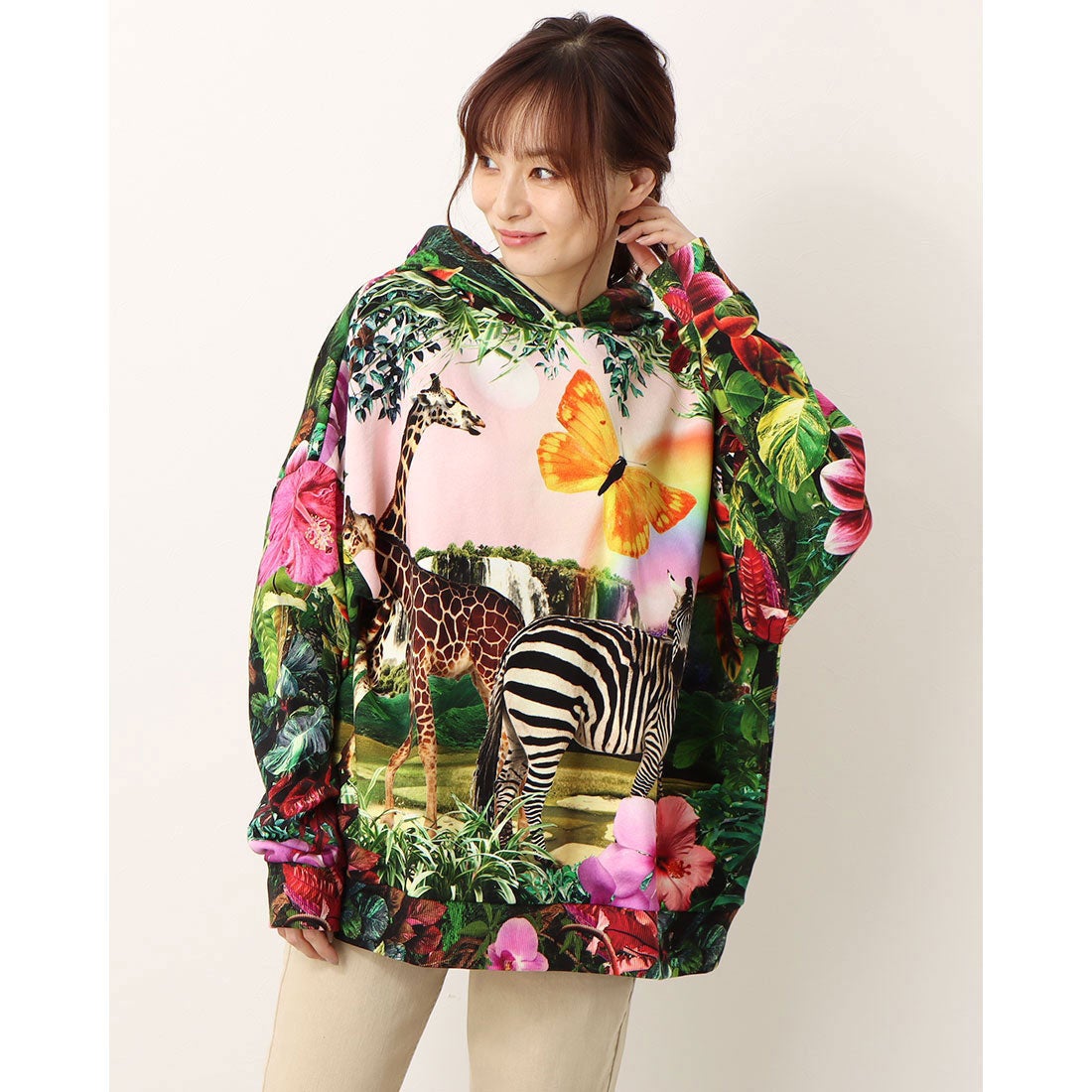 デシグアル Desigual トロピカル フーディ （ピンク/レッド 