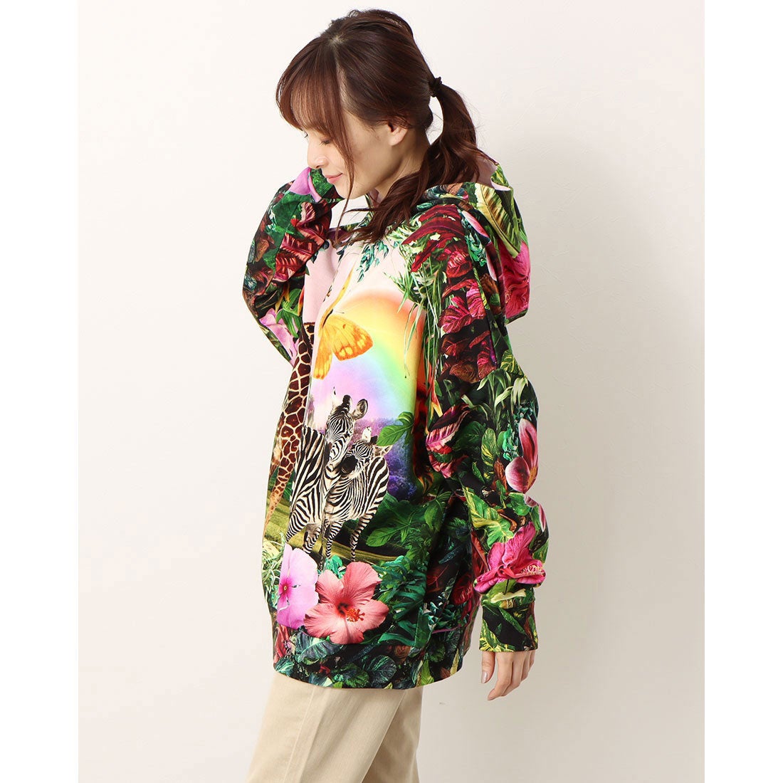 デシグアル Desigual トロピカル フーディ （ピンク/レッド 