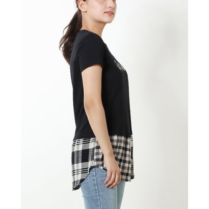 デシグアル Desigual タータンチェック裾 Tシャツ （グレー/ブラック）｜詳細画像