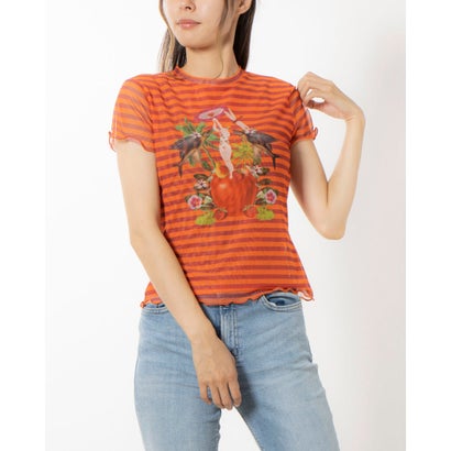 デシグアル Desigual 半袖Tシャツ LISTADO （オレンジ）｜詳細画像