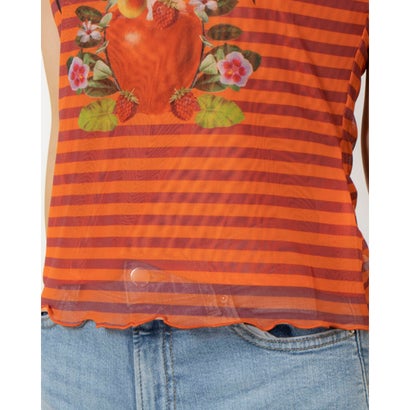 デシグアル Desigual 半袖Tシャツ LISTADO （オレンジ）｜詳細画像