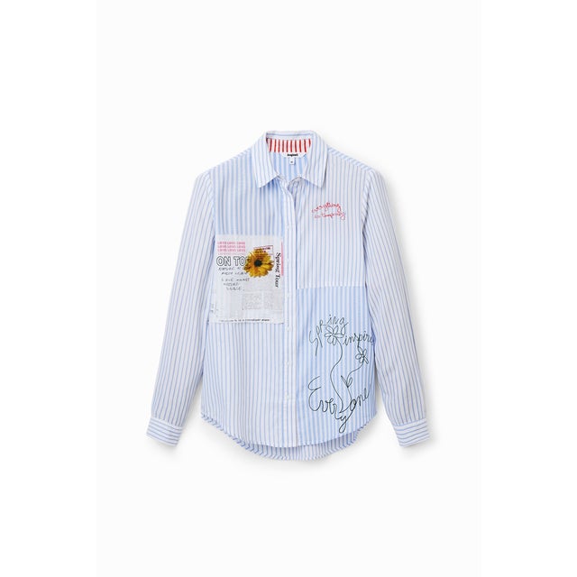 パッチ ストライプ シャツ （ブルー）