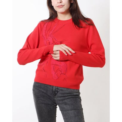 デシグアル Desigual バッグスバニー 刺繍セーター （ピンク/レッド）｜詳細画像