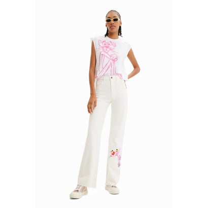 デシグアル Desigual Pink Panther ノースリーブTシャツ （ホワイト）｜詳細画像