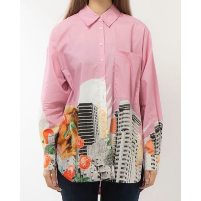 デシグアル Desigual コラージュ オーバーサイズシャツ （ピンク/レッド）｜詳細画像