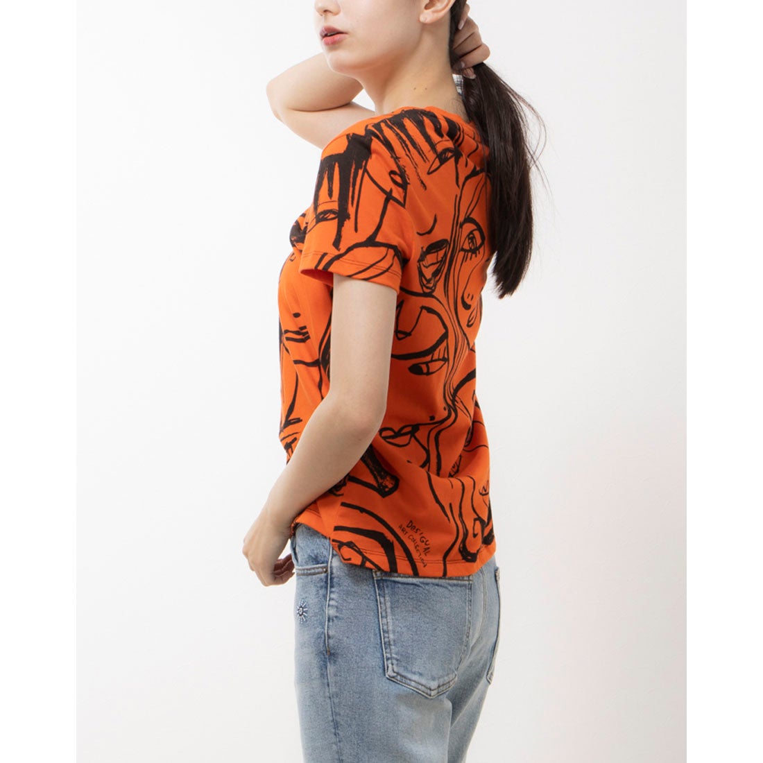 デシグアル Desigual コントラストフェイス Tシャツ （オレンジ） -靴＆ファッション通販 ロコンド〜自宅で試着、気軽に返品